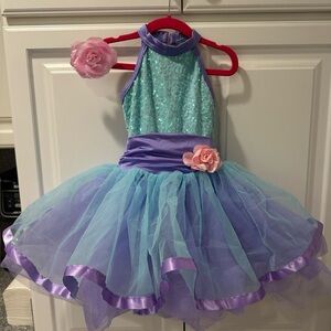 Aqua and Purple Kids Dance recital Costume